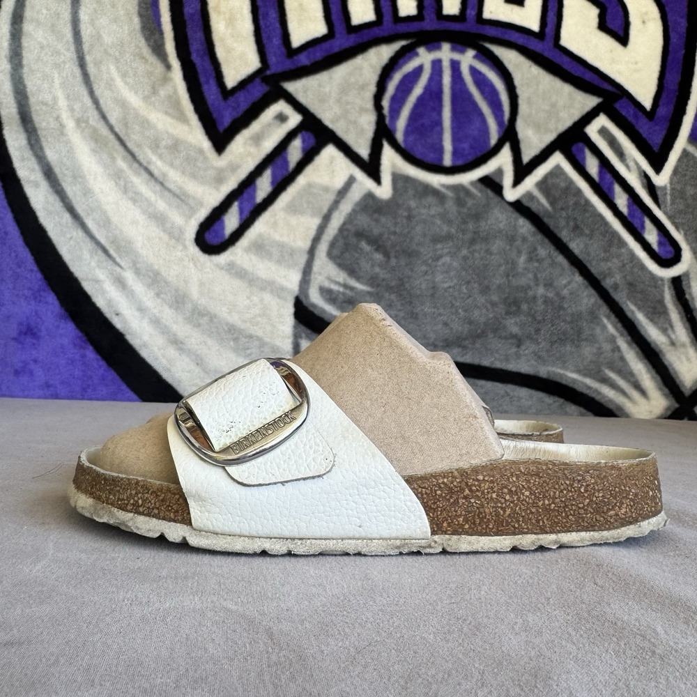 Size 38/W7 - Birkenstock Madrid Big Buckle Womens Sandals Almond Nubuck Leather